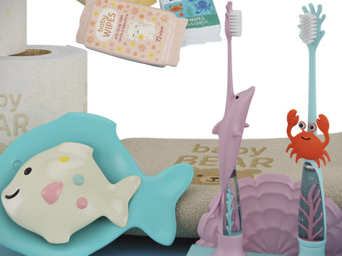 Childrens shelves with childrens cosmetics 3D Model