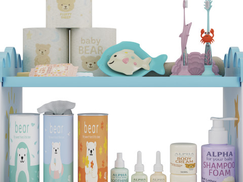 Childrens shelves with childrens cosmetics Modelo 3D