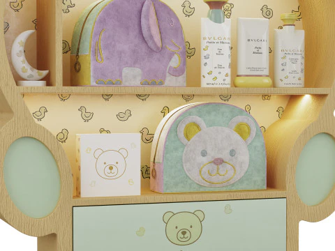 Childrens shelves with cosmetics 3D Model