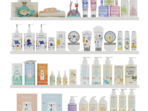 Childrens Bathroom decor set 01 Modelo 3D