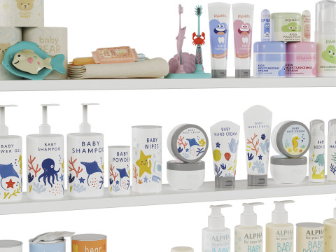 Childrens Bathroom decor set 01 Modello 3D