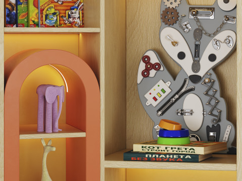 Дитячі меблі з іграшками та декором 3D Модель