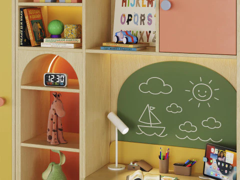 Children furniture with toys and decor 3D Model