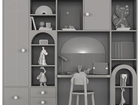 Дитячі меблі з іграшками та декором 3D Модель