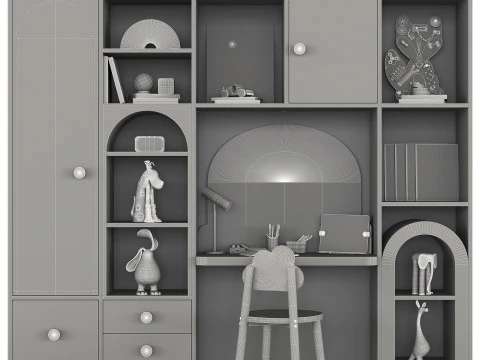 Children furniture with toys and decor 3D Model