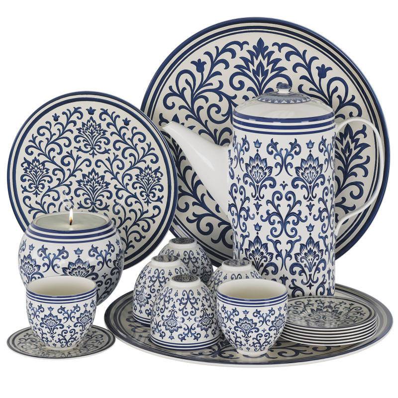 Decorative Tableware Set 01 3D Model .c4d .max .obj .3ds .fbx .stl .blend 