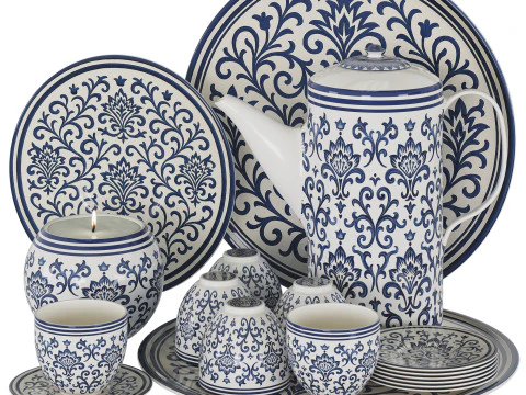 Набір декоративного посуду 01 3D Модель