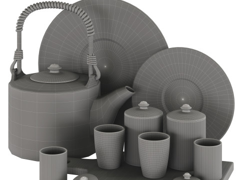Decorative Tableware Set 02 3D Modell