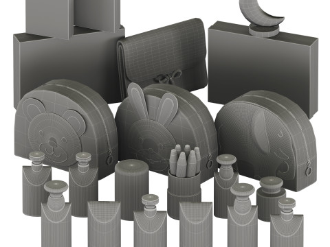 Childrens Bathroom decor set 02 3D Model