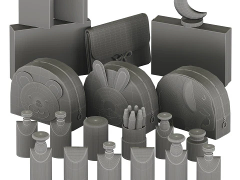 Childrens Bathroom decor set 02 3D Model