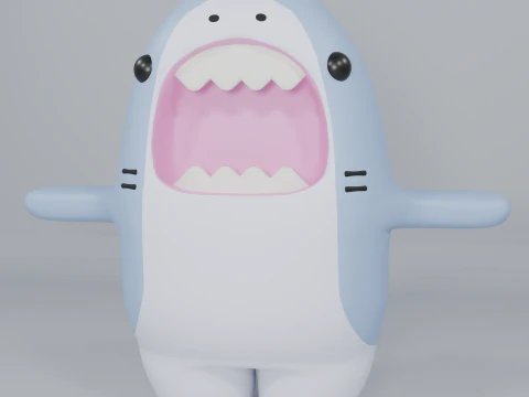 Tubar&atilde;o 3D colorido manipulado de desenho animado bonito Low-poly Mid-poly Modelo 3D