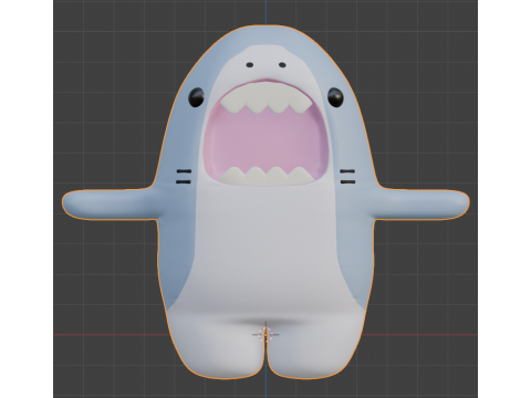 Cute cartoon rigged colored 3D shark Low-poly Mid-poly 3D Model