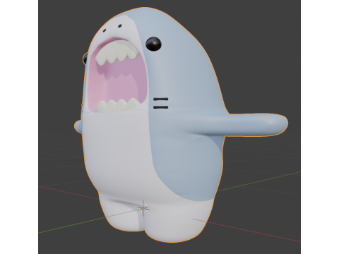 Cute cartoon rigged colored 3D shark Low-poly Mid-poly 3D Model