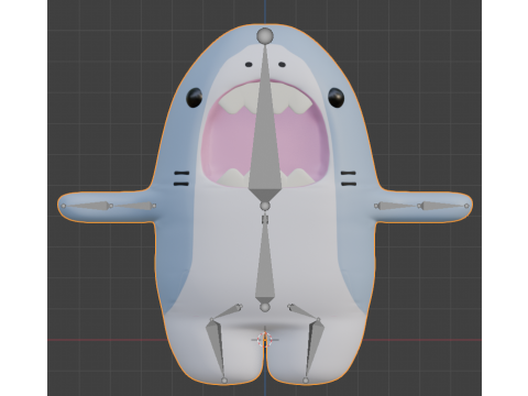 Cute cartoon rigged colored 3D shark Low-poly Mid-poly 3D Model
