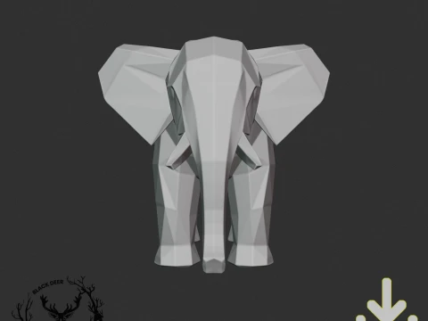Geometric Low Poly Elephant Planter Pot for Succulents Plants AMS Compatible STL File 3D Print Model