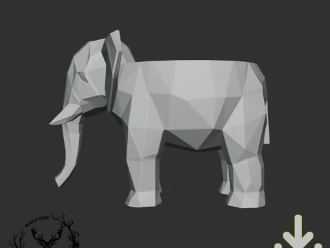 Geometric Low Poly Elephant Planter Pot for Succulents Plants AMS Compatible STL File 3D Print Model