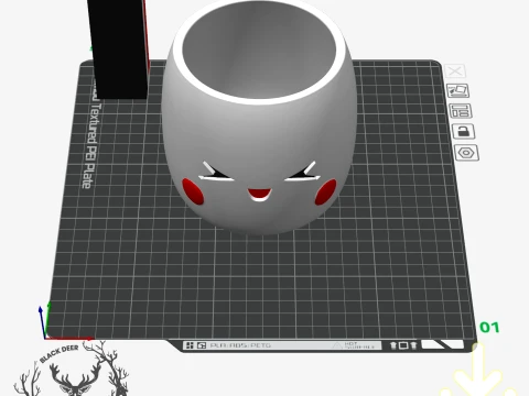 Cute Kawaii Smiling Face Planter Pot for Succulents Plants AMS Compatible STL File 3D Print Model