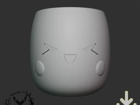 Cute Kawaii Smiling Face Planter Pot for Succulents Plants AMS Compatible STL File 3D Print Model