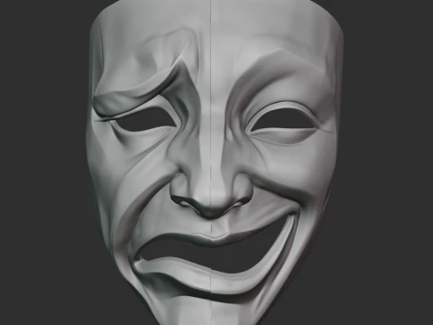 Comedy Tragedy Mask 3D Print Model
