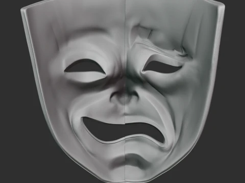 Comedy Tragedy Mask 3D Print Model