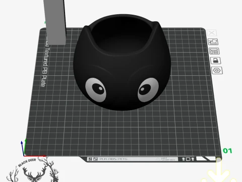 Cute Kawaii Black Cat Planter Pot Pen Holder AMS Compatible STL File 3D Print Model