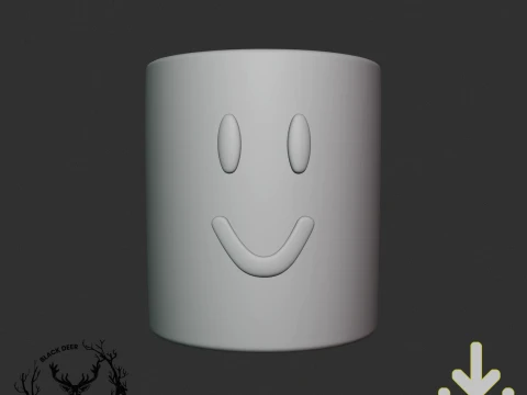 Classic Gamer Smiley Face Pen Holder Pencil Cup AMS Compatible STL File 3D Print Model