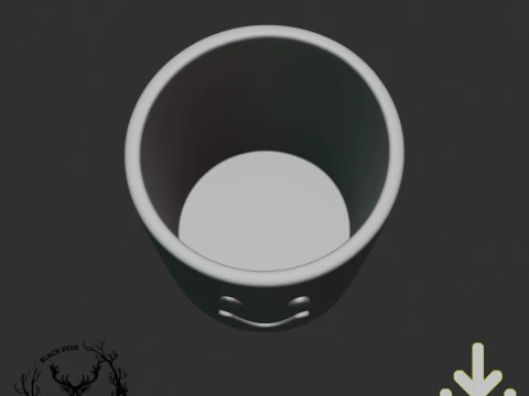 Classic Gamer Smiley Face Pen Holder Pencil Cup AMS Compatible STL File 3D Print Model