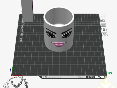 Funny Glamorous Gamer Face Pen Holder Pencil Cup AMS Compatible STL File 3D Print Model