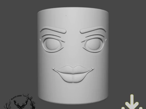 Funny Glamorous Gamer Face Pen Holder Pencil Cup AMS Compatible STL File 3D Print Model