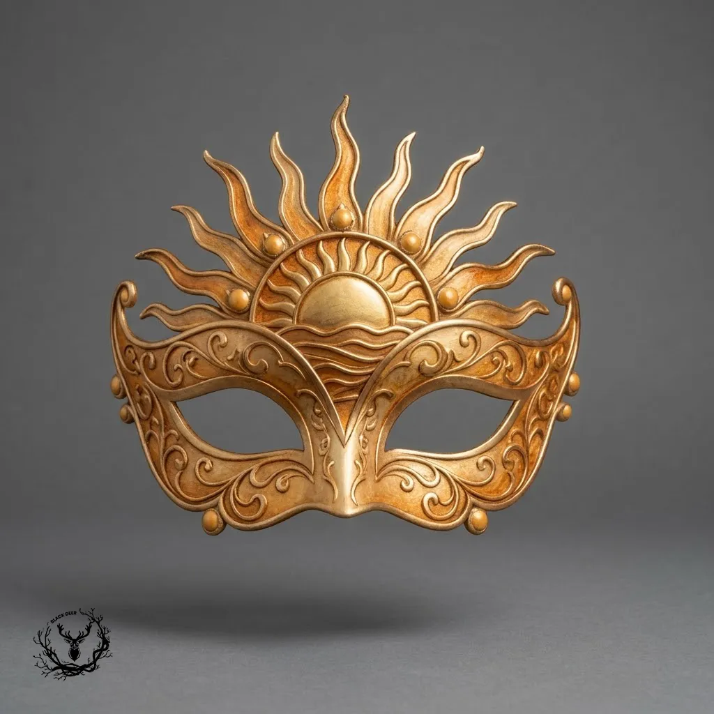 Golden Sun Mask - Celestial Solstice Masquerade Cosplay 3D Print Model STL 3D Print Model .c4d .max .obj .3ds .fbx .stl .blend 