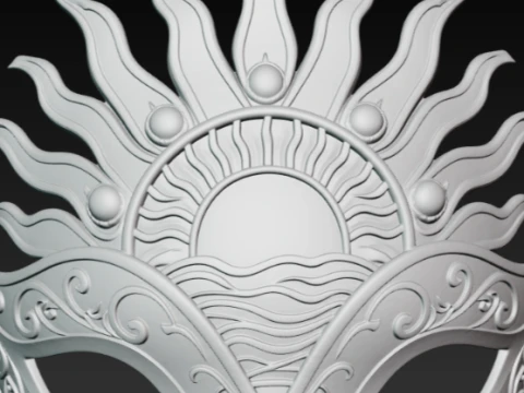 Golden Sun Mask - Celestial Solstice Masquerade Cosplay 3D Print Model STL 3D Print Model