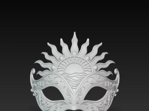Golden Sun Mask - Celestial Solstice Masquerade Cosplay 3D Print Model STL 3D Print Model