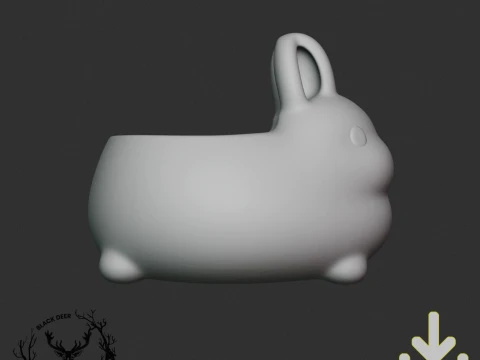 Cute Kawaii Bunny Planter Pot for Succulents Plants AMS Compatible STL File 3D Print Model