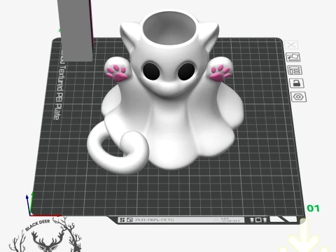 Cute Kawaii Ghost Cat Pen Holder Pencil Cup Spooky Halloween Decor AMS Compatible STL File 3D Print Model