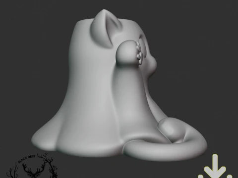 Cute Kawaii Ghost Cat Pen Holder Pencil Cup Spooky Halloween Decor AMS Compatible STL File 3D Print Model