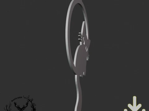 Cute Black Cat on Hoop Wall Art Wall Hanging Decor AMS Compatible STL File 3D Print Model