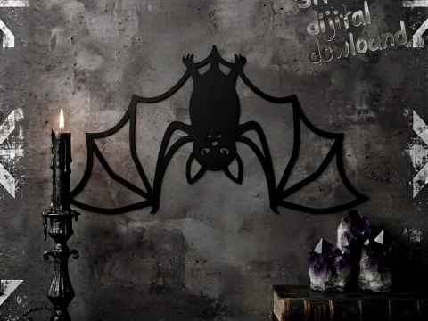 Hanging Bat Wall Decor - Gothic Flying Bat Silhouette Plaque 3D Print Model STL Modelo de Impressão 3D