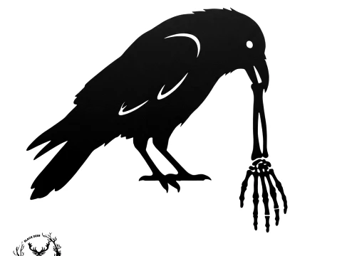 Raven Skeleton Hand Door Topper - Gothic Crow Bone Accent Decor 3D Print Model STL 3D Baskı Modeli