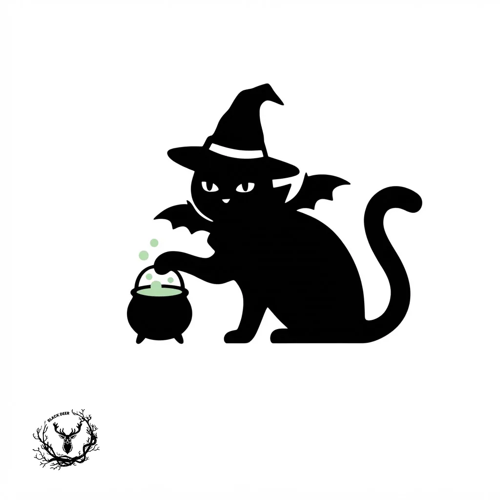Witch Cat Cauldron Door Frame Topper - Bat Wing Magic Kitty Decor 3D Print Model STL 3D Print Model .c4d .max .obj .3ds .fbx .stl .blend 