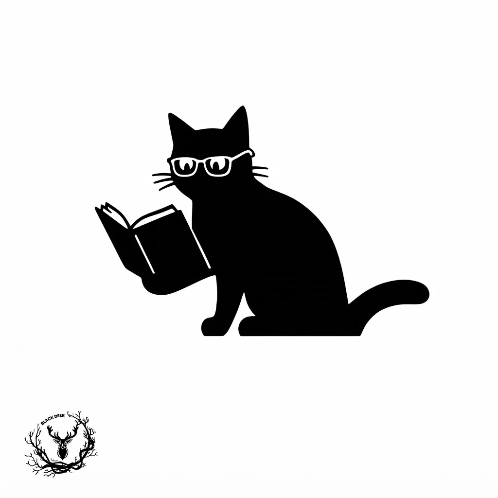 Reading Cat Wall Art - Bookish Black Cat Glasses Door Frame Topper 3D Print Model STL 3D Print Model .c4d .max .obj .3ds .fbx .stl .blend 