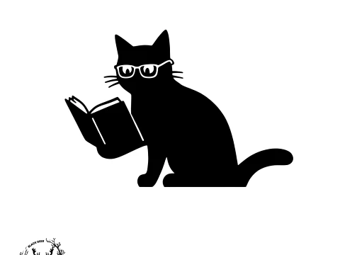 Reading Cat Wall Art - Bookish Black Cat Glasses Door Frame Topper 3D Print Model STL 3D Print Model