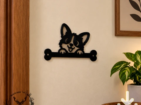 Corgi Dog with Bone Wall Art Decor AMS Compatible STL File 3D Print Model