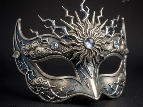 Gothic Lightning Storm Masquerade Mask - Venetian Lightning Cosplay Eyewear 3D Print Model STL 3D Baskı Modeli