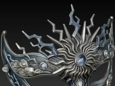Gothic Lightning Storm Masquerade Mask - Venetian Lightning Cosplay Eyewear 3D Print Model STL 3D Print Model