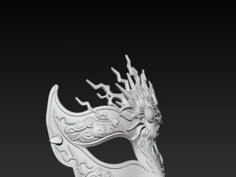 Gothic Lightning Storm Masquerade Mask - Venetian Lightning Cosplay Eyewear 3D Print Model STL 3D Print Model