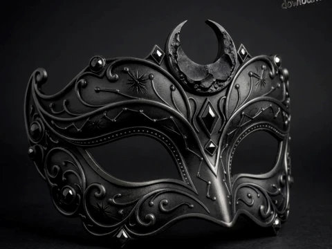 Void Walker Masquerade Mask - Gothic Celestial Crescent Cosplay Eyewear 3D Print Model STL 3D Baskı Modeli