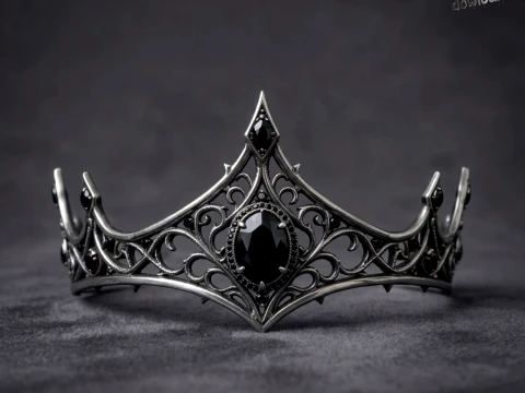 Gothic Queen Tiara - Dark Fantasy Black Gem Crown Cosplay Prop 3D Print Model STL Modelo de impresión 3D