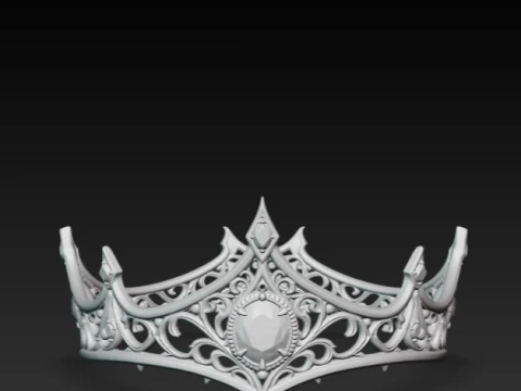 Gothic Queen Tiara - Dark Fantasy Black Gem Crown Cosplay Prop 3D Print Model STL 3D Print Model
