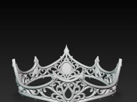 Gothic Queen Tiara - Dark Fantasy Black Gem Crown Cosplay Prop 3D Print Model STL 3D Print Model