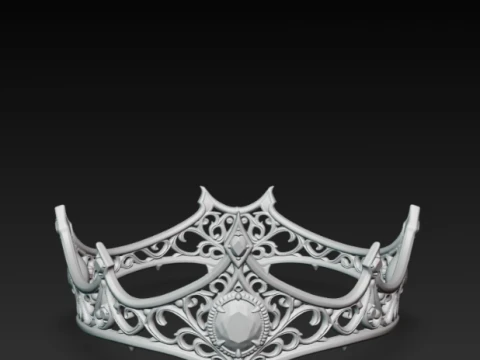 Gothic Queen Tiara - Dark Fantasy Black Gem Crown Cosplay Prop 3D Print Model STL 3D Print Model